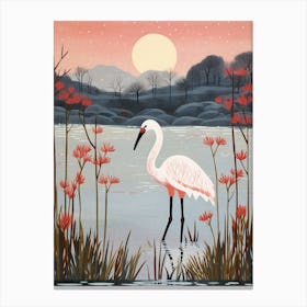 Bird Illustration Greater Flamingo Canvas Print