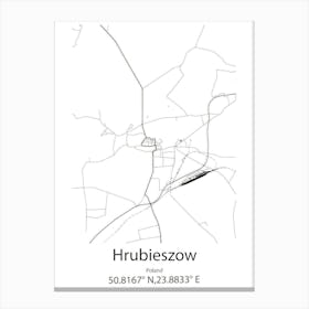 Hrubieszow,Poland Minimalist Map Canvas Print