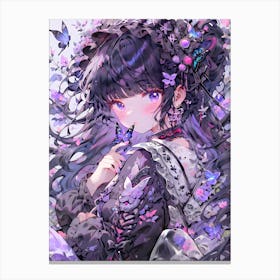 Anime Girl With Flowers Canvas Print