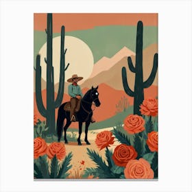 Cowboy In The Desert 21 Canvas Print