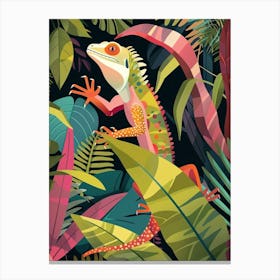 Green Galápagos Land Iguana Abstract Modern Illustration 4 Canvas Print