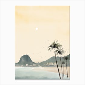 Watercolour Of Ipanema Beach   Rio De Janeiro Brazil 2 Canvas Print