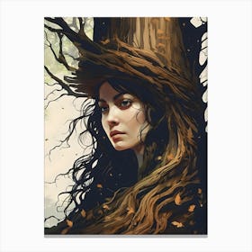 Woman In A Tree Canvas Print