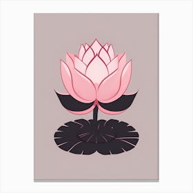 A Pink Lotus In Minimalist Style Vertical Composition 80 Canvas Print