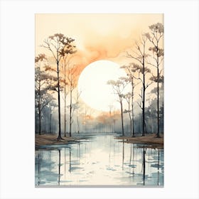 Watercolour Painting Of Congaree National Park   South Carolina Usa 0 Canvas Print
