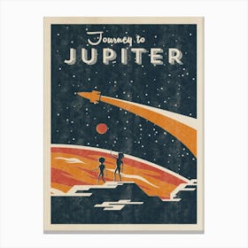 Journey to Jupiter — Vintage space poster, retro space art, propaganda poster, retrofuturism, retro sci-fi Canvas Print