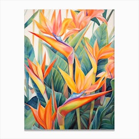 Tropical Plant Painting Bird Of Paradise 3 Canvas Print