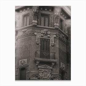 Facade (Palazzo Degli Ambasciatori, via Dora 1 - quartiere Coppede, Roma). From Roma Narrative series by Michael Banifatov. Canvas Print