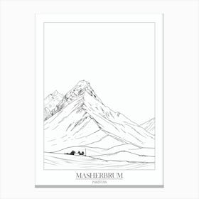 Masherbrum Pakistan Line Drawing 6 Poster Canvas Print