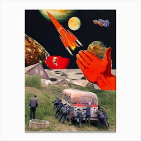 Soviet space race, 1960s collage Canvas Print
