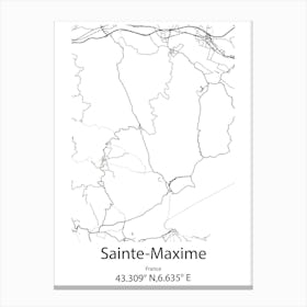 Sainte Maxime,France Minimalist Map Canvas Print