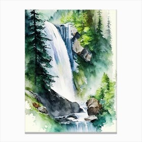 Trümmelbach Falls, Switzerland Water Colour  (6) Canvas Print