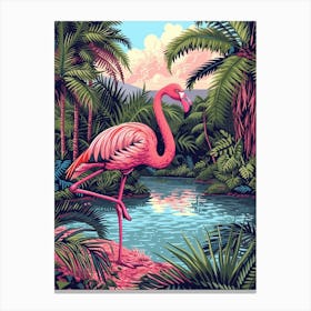 Greater Flamingo Tanzania Tropical Illustration 1 Canvas Print