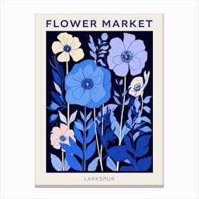 Blue Flower Market Poster Larkspur Canvas Print