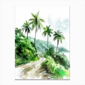 Watercolor Sketch Of Palm Trees Canvas Print