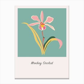 Monkey Orchid 3 Square Flower Illustration Poster Canvas Print