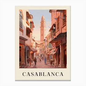 Casablanca Morocco 1 Vintage Pink Travel Illustration Poster Canvas Print