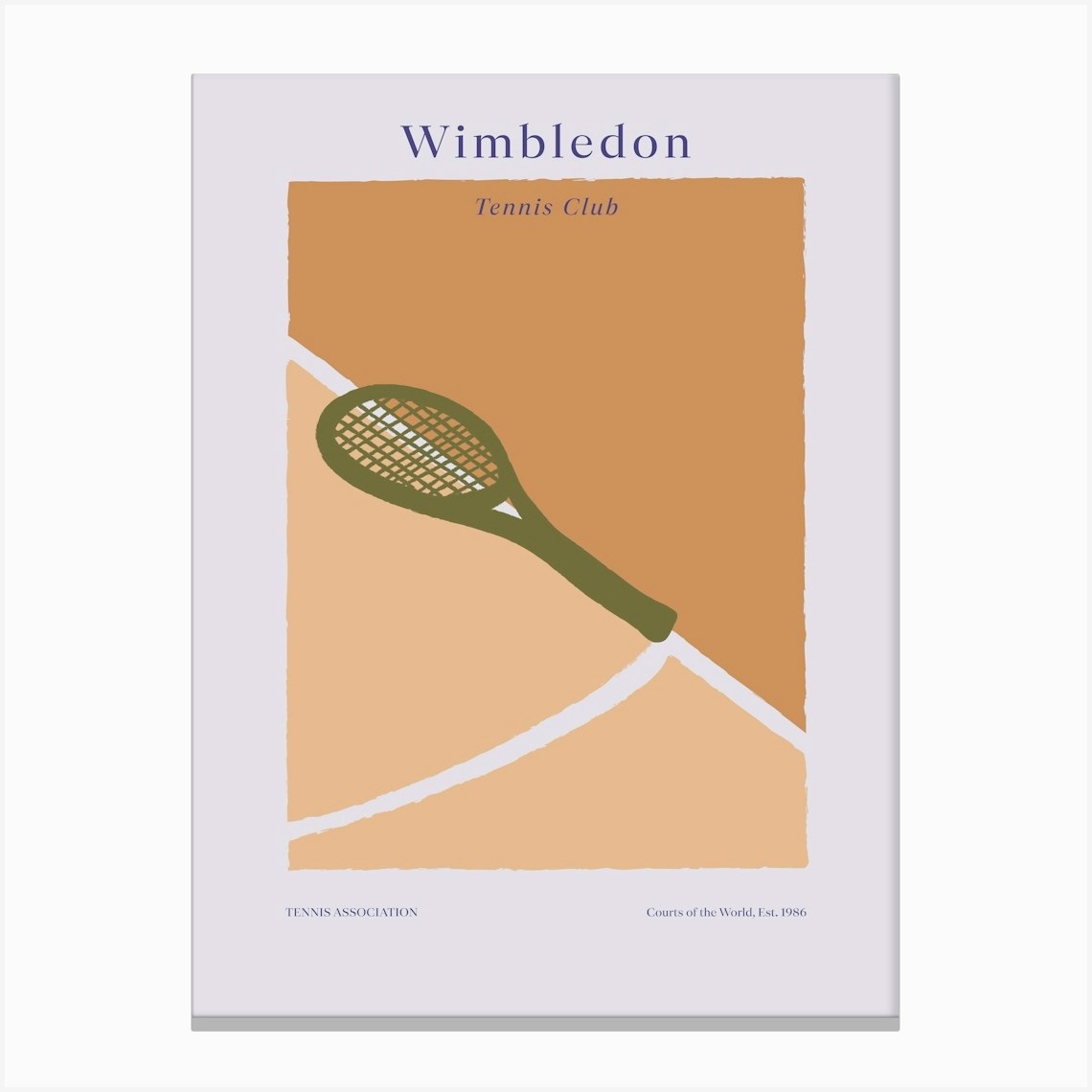 Boho Retro Sports 1 Tennis Racquet 4 Canvas Print by Boho Print Collection