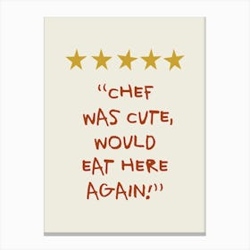 Chef Was Cute Rating Red Gold Kitchen Stampe su tela