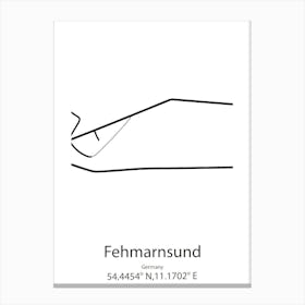 Fehmarnsund,Germany Minimalist Map Canvas Print