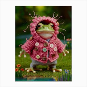 Frog In Pink Sweater Canvas Print