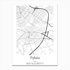 Pylaia,Greece Minimalist Map Canvas Print