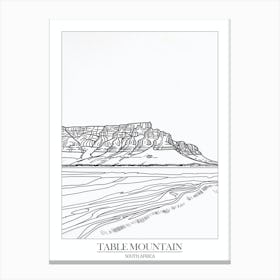 Table Mountain South Africa Line Drawing 8 Poster Canvas Print