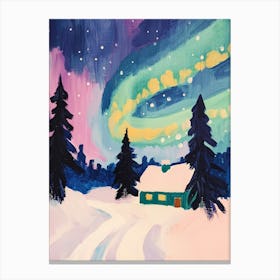 Aurora Borealis Gouache Painting Canvas Print