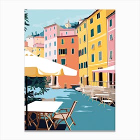 Portofino, Italy, Flat Pastels Tones Illustration 2 Canvas Print