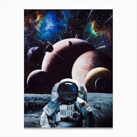 Astronaut Lot Of Planets Canvas Print