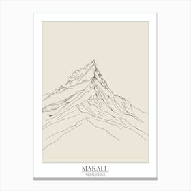 Makalu Nepal China Line Drawing 1 Poster Canvas Print