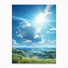 Capturing A Summers Day Where The Azure Sky Laden With Fluffy Clouds Shines Brilliantly Under The Canvas Print