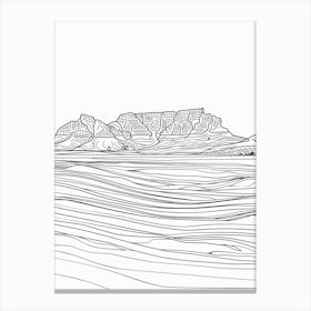 Table Mountain South Africa Line Drawing 6 Canvas Print
