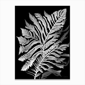 Maidenhair Fern Leaf Linocut 1 Canvas Print
