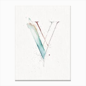 V, Letter, Alphabet Minimalist Watercolour Ii Canvas Print
