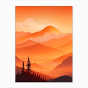 Misty Mountains Vertical Composition In Orange Tone 246 Canvas Print