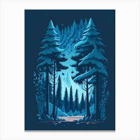 A Fantasy Forest At Night In Blue Theme 57 Canvas Print