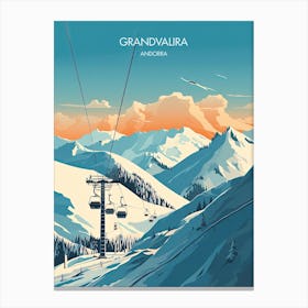 Poster Of Grandvalira   Andorra, Ski Resort Illustration 0 Canvas Print