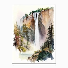 Yosemite Upper Falls, United States Water Colour  (3) Canvas Print