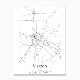 Vierzon,France Minimalist Map Canvas Print