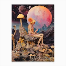 Mushroom Moon Collage Canvas Print