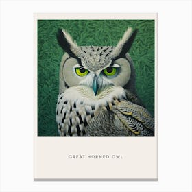 Ohara Koson Inspired Bird Painting Great Horned Owl 4 Poster Canvas Print
