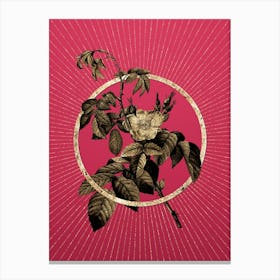 Gold Apple Rose Glitter Ring Botanical Art on Viva Magenta n.0227 Canvas Print