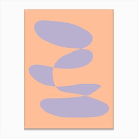 Minimalist Contemporary Abstract Geometric Shapes in Peach and Lavender Canvas Print