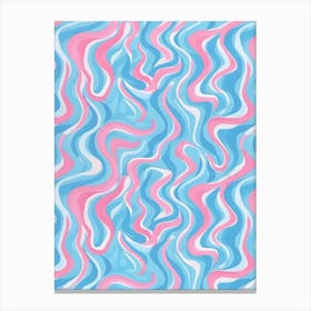 Pink And Blue Wavy Pattern 1 Canvas Print