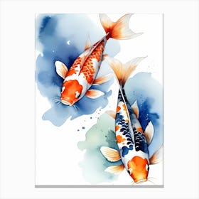 Koi Fish Watercolor Painting (3) 1 Canvas Print