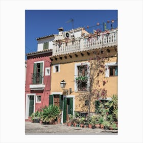 Colorful Houses In Palma de Mallorca Canvas Print