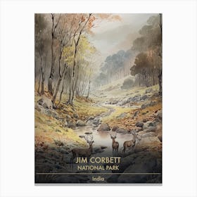 Jim Corbett National Park India Watercolour 2 Canvas Print