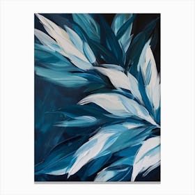 Abstract Of Blue And White Leaves Canvas Print