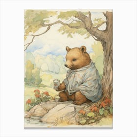 Storybook Animal Watercolour Wombat 4 Canvas Print